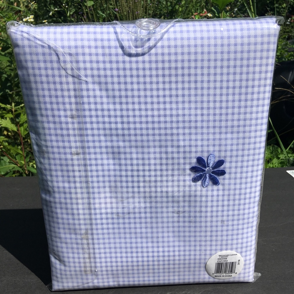 Gingham Shower Curtain Voile Oxford Bath + Home 72” x 72” New
